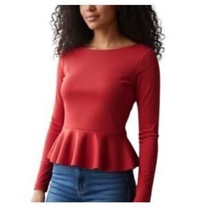 Jason Wu Peplum Blouse XS Red Dressy Office Siren Twee Valentines Day NWT